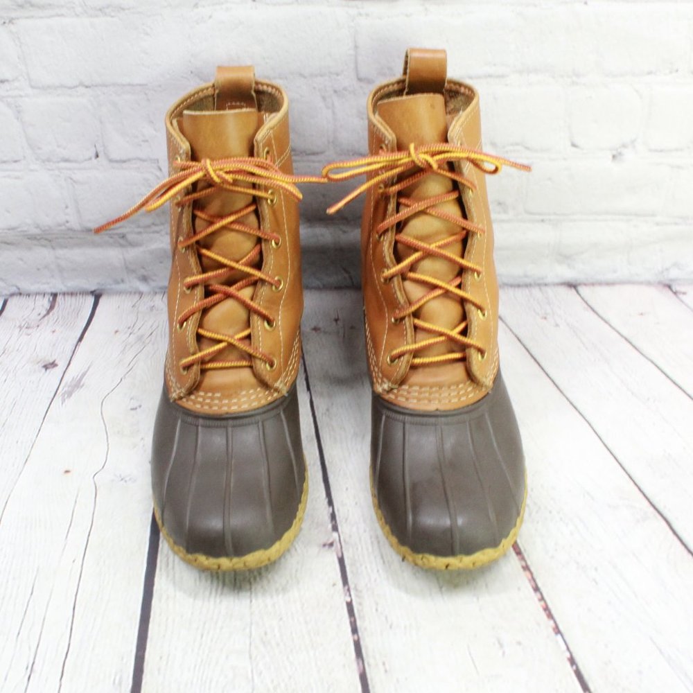 LL Bean Thinsulate Lined 8" Brown Leather Waterproof Duck Boots Size 6 M - Picture 5 of 9